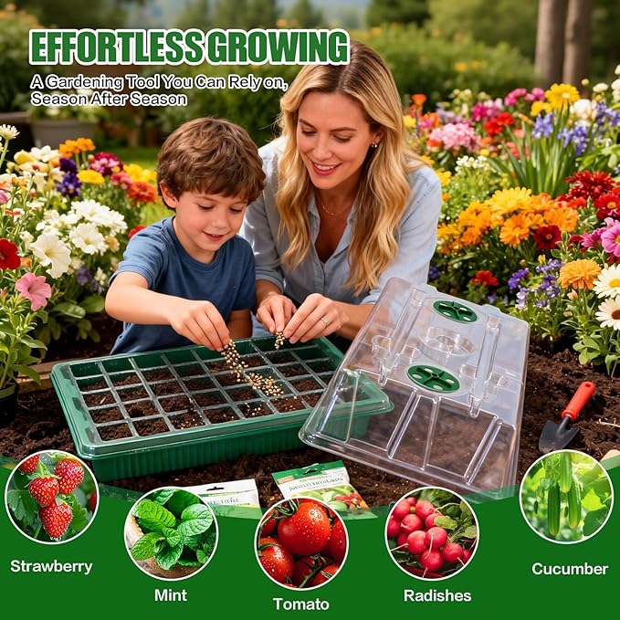 joyhalo Seed Starter Tray with Grow Light, 2 Pack 80 Cells, Thicken Plant - Image 7