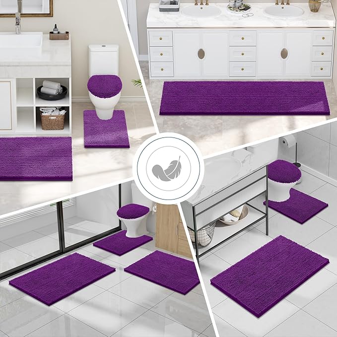 Smiry Luxury Chenille Toilet Rugs U-Shaped 24x20, Soft Absorbent Non-Slip - Image 7