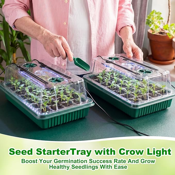 8 Pack Starter Tray with Light, 320 Cells Sprouting Kit Seedling Tray with - Image 7
