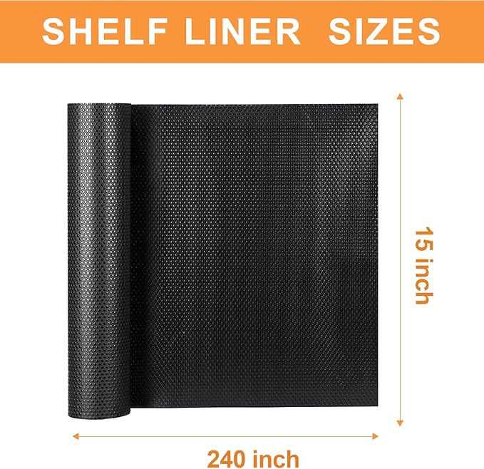 FLPMIX Shelf Liners for Kitchen Cabinets: 15" x 240" Black Easy to Cut Drawer - Image 8