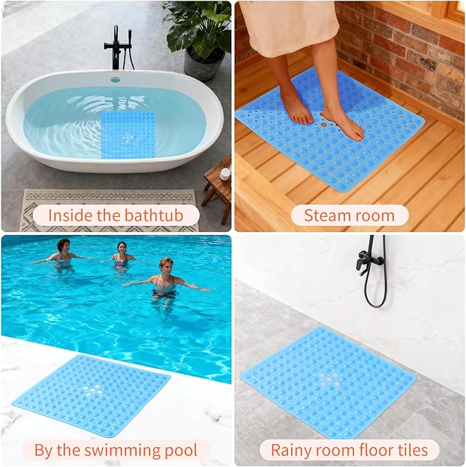 Anti-Slip Bathtub Shower mat, 20.8×20.8(Approximately 53×53cm) inch Soft - Image 7
