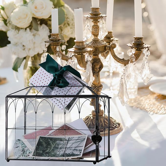 Wedding Card Box with Slot, 10.2'' Large Glass Card Boxes - Image 7