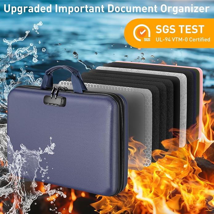 Fireproof Document Organizer Bag, 5200℉ File Organizer Safe Box, Hard Shell - Image 5
