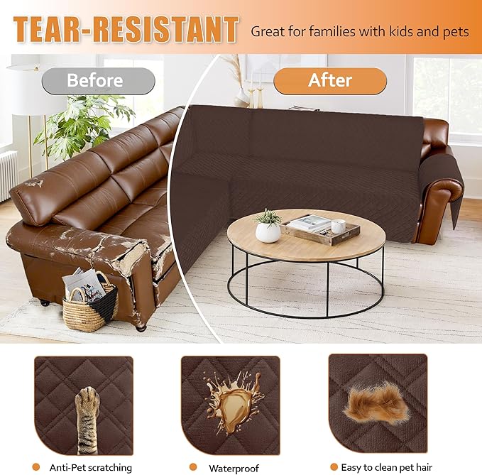 Arfntevss Waterproof Sectional Couch Covers L Shape Washable Velvet Sofa Cover - Image 7