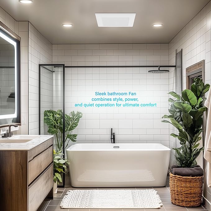 Ventilation Fan With Grille for Bathroom and Home, 25W Ceiling Mount Shower - Image 7