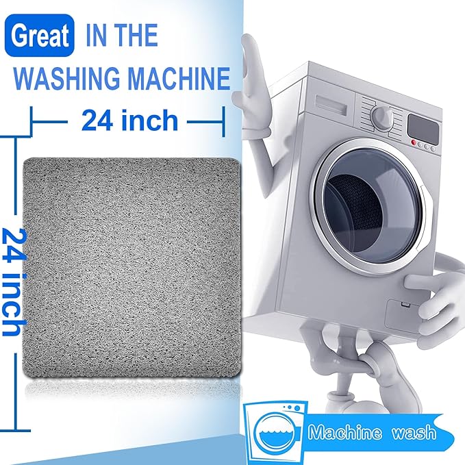Shower Mats Non Slip for Elderly, 24x24’’Lager Loofah Bath Mats for Shower - Image 6