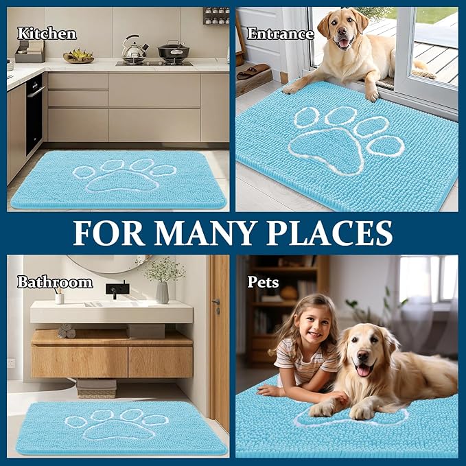 OLANLY Dog Door Mat for Muddy Paws 40x32, Paw Print Design, Absorbs Moisture - Image 8