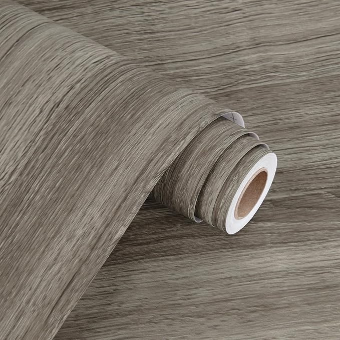 WESTICK Grayish Brown Wood Contact Paper Peel and Stick Wallpaper Wood Vinyl - Image 8