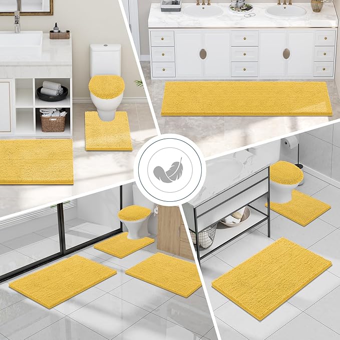 Smiry Luxury Chenille Toilet Rugs U-Shaped 20x20, Soft Absorbent Non-Slip - Image 7