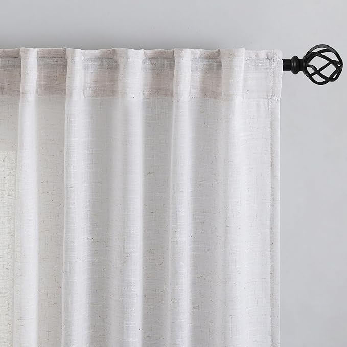 DONREN Off White Back Tab Curtains 90 Inches Long 2 Panels - Image 7