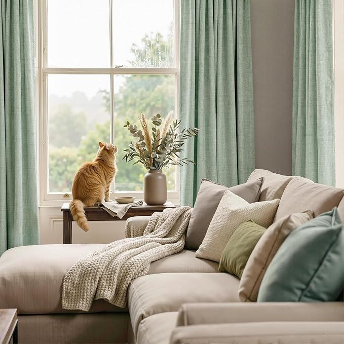 RYB HOME Sage Green 100% Blackout Curtains 108 inches Long, Thermal Insulated - Image 6