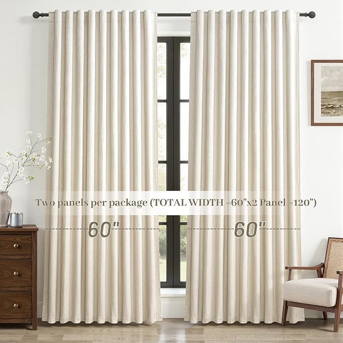 Cute Blackout Curtains 60 Inches Extra Wide Linen 84 Inch Length - Image 8