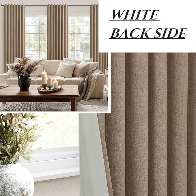RustBrown Black Out 90 Inch Long Boho Curtains 2 Panel Set, Farmhouse Curtains - Image 7