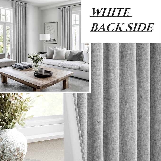 Pinch Pleated Light Grey Floor to Ceiling Curtains 102 Inch Long - Image 7
