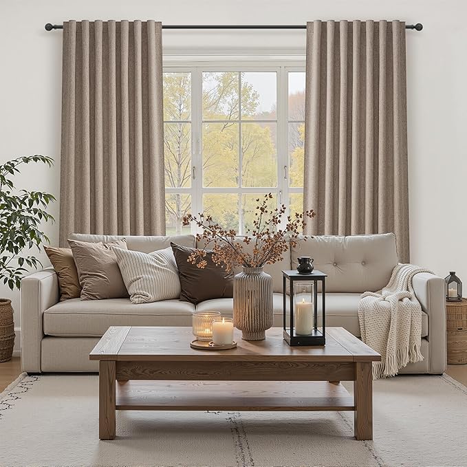 Dark Flax 100% Blackout Curtains 86 Inch Length 2 Panels Set Farmhouse Style - Image 7