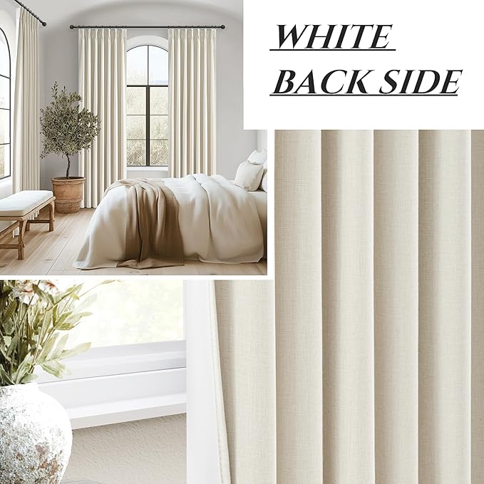 Cream Linen Curtains 120 Inches Long - Image 7