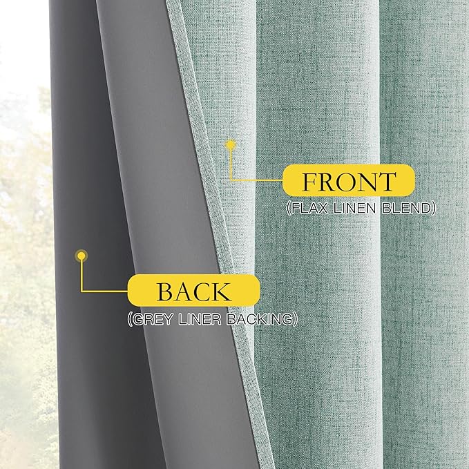 NICETOWN 100% Absolutely Blackout Linen Curtains - Image 8