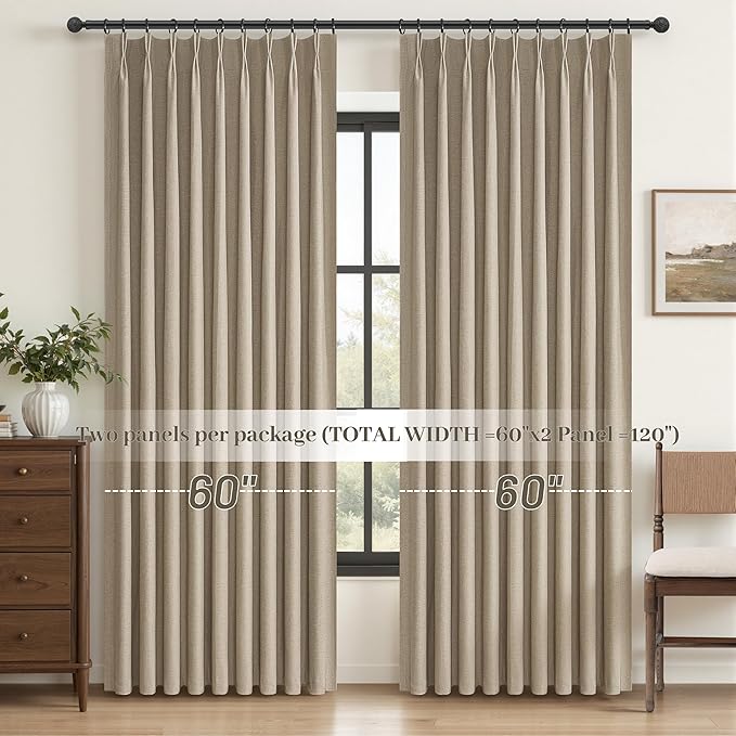 Curtains 60 Inch Length Wide Pinch Pleated Black Out Curtain 84 Inch Long - Image 8