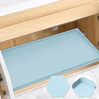Waterproof Under Sink Mat 28" x 19", Silicone Cabinet Liner, Rubber Protector by FORWOS