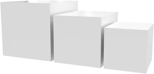 6 Pack Acrylic Display Riser Boxes White 3 Piece Retail Product Riser by MarketingHolders