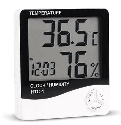 HTC-1 Digital Hygrometer Indoor Thermometer Clock/Alarm Humidity Meter Room by Unknown
