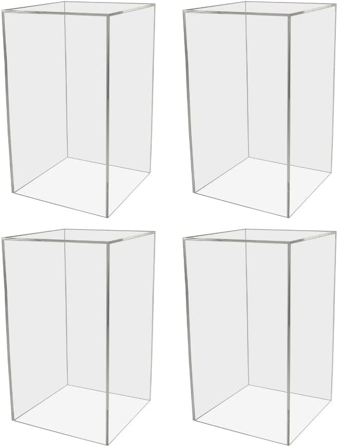 4 Pack Tall Display Box Clear Acrylic 12" x 12” x 19” No Lids Hollow Pedestal 5 by MarketingHolders