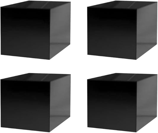 4 Pack 8 Inch Box Glossy Black Acrylic One Piece Display Box No Lid by MarketingHolders