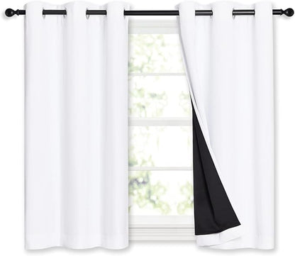 NICETOWN White 100% Blackout Curtains 45 inches Long, 2 Thick Layers Completely by NICETOWN