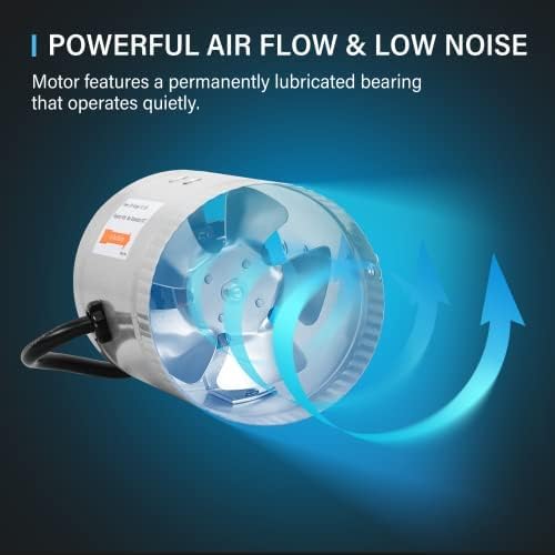 iPower 4 Inch Inline Booster Duct Fan 100 CFM HVAC Exhaust Ventilation Blower - Image 3