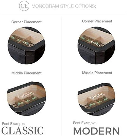 CASE ELEGANCE Monogrammed Octodor Large Black Piano Finish Glass Top Cedar - Image 3