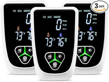 3 Pack 5-in-1 Plug in Carbon Monoxide Detector, Smoke Alarm & Natural Gas Leak by zealme