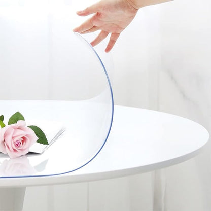 52 Inch Round Clear Dining Room Table Cover Easy Clean Waterproof Plastic Vinyl by SoRoel
