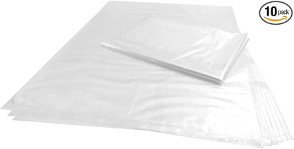 Wowfit 10 CT 21x31 Inches Clear Plastic Flat Poly Bags, 1.6 Mil Thickness – by Wowfit