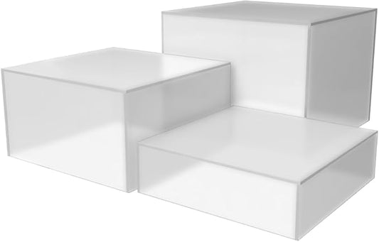 Acrylic Display Riser Boxes 3 Piece Frosted Retail Product Riser 2" by MarketingHolders