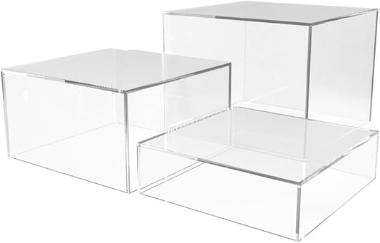 3 Piece Acrylic Display Boxes Retail Clear Product Riser 2" by MarketingHolders