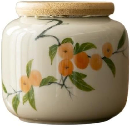 Storage Tank Hand-painted Distant Mountains, Persimmon Tea Cans, Small Ceramic by Unknown