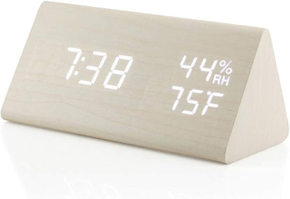 OCT17 Wooden Alarm Clock, Wood Alarm Clock Smart LED Digital Clock - Image 4