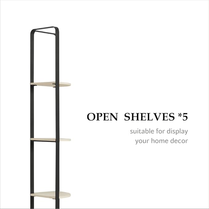 Furniture of America Leif Modern 5 Shelf Bookcase, Two-Tone Corner Bookshelf - Image 4