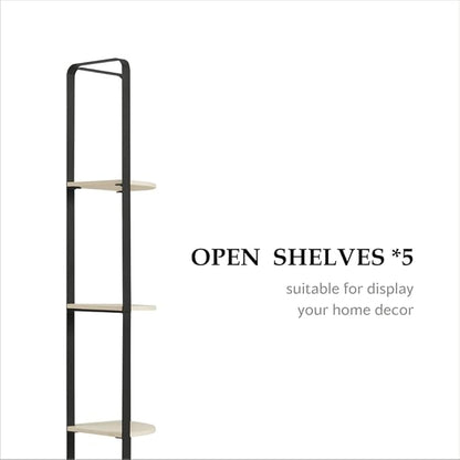Furniture of America Leif Modern 5 Shelf Bookcase, Two-Tone Corner Bookshelf - Image 4