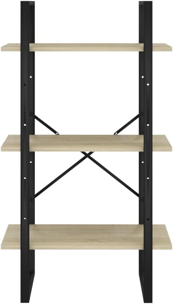 Industrial 4-Tier Storage Shelf 41.3" H Sonoma Oak Engineered Wood & Matte - Image 6
