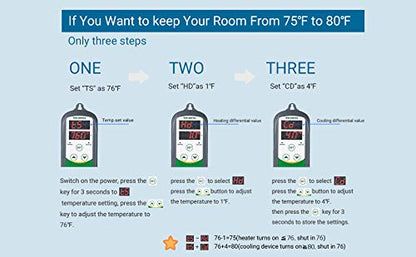 Inkbird ITC-308 Digital Temperature Controller Outlet Thermostat 2-Stage 1100W - Image 9