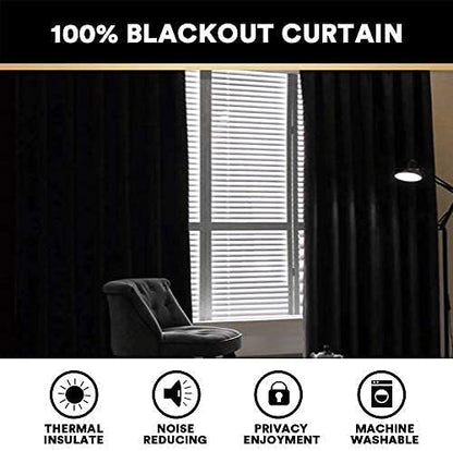 PrinceDeco Light Grey Linen Blackout Curtains - Image 2