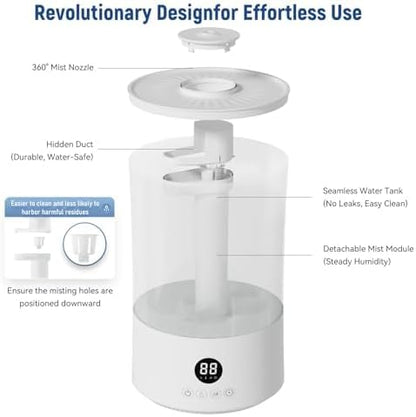 Humidifiers for Bedroom, 4L Top Fill Humidifier for Large Room, 250ml/h Cool - Image 3