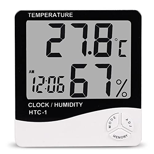 HTC-1 Digital Hygrometer Indoor Thermometer Clock/Alarm Humidity Meter Room - Image 4