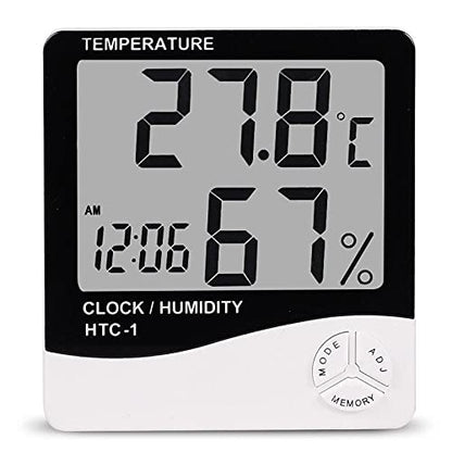 HTC-1 Digital Hygrometer Indoor Thermometer Clock/Alarm Humidity Meter Room - Image 4