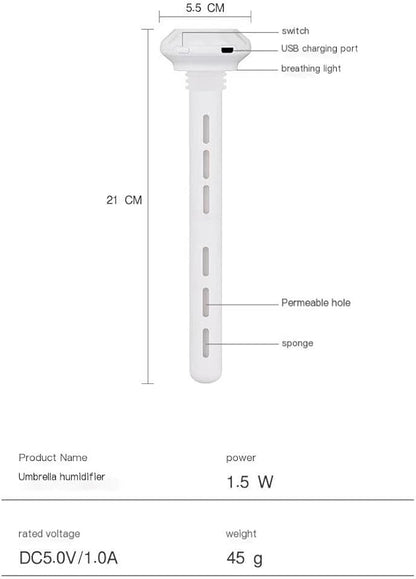 White Portable Mini Humidifier, Water bottle USB Cool Mist Small Humidifier - Image 7