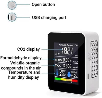 CO2 Monitor Indoor Air Quality Meter Real Time Detection of Carbon Dioxide HCHO - Image 3