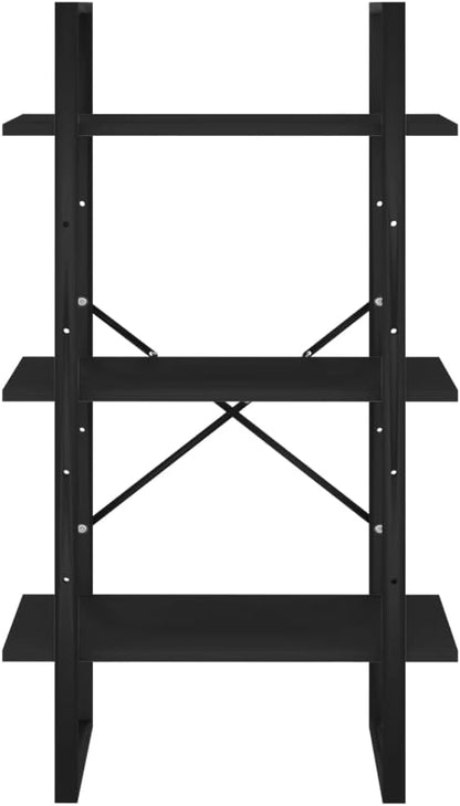 Black Metal Storage Shelf 11.8 x 23.6 x 41.3 in Matte Engineered Wood Bookcase - Image 6