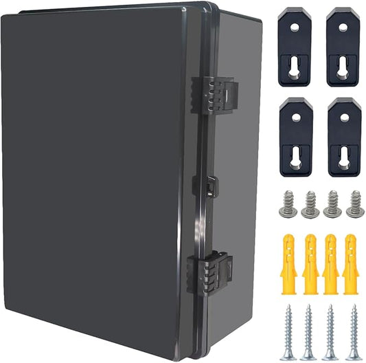 Junction Box, Hinged Black Cover IP67 Waterproof ABS Project Box by Otdorpatio