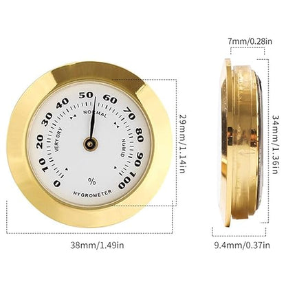 Gold Upgraded Hygrometer Humidity Meter Mini 38mm Round Glass Analog Hygrometer - Image 2
